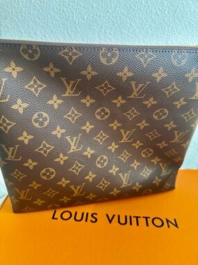 Louis Vuitton Monogram Canvas Pouch in Brown and Gold